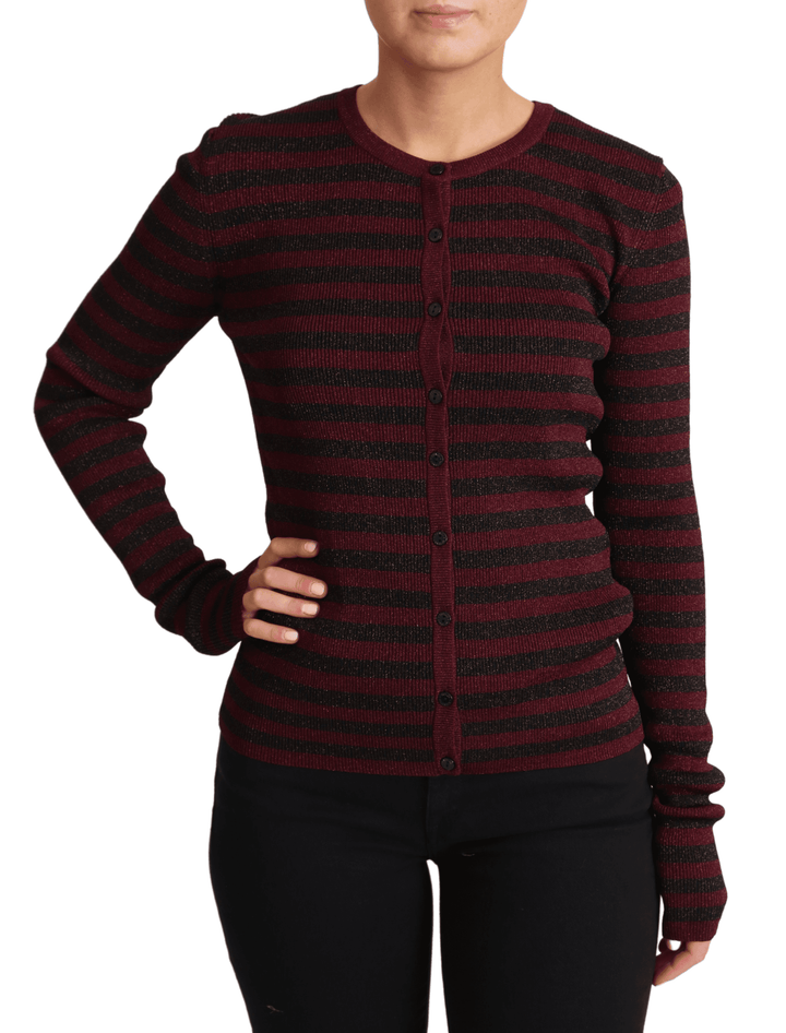 Dolce & Gabbana Black Red Striped Viscose Cardigan Sweater #women, Black, Dolce & Gabbana, feed-agegroup-adult, feed-color-Black, feed-gender-female, IT38|XS, IT42|M, Sweaters - Women - Clothing, Women - New Arrivals at SEYMAYKA