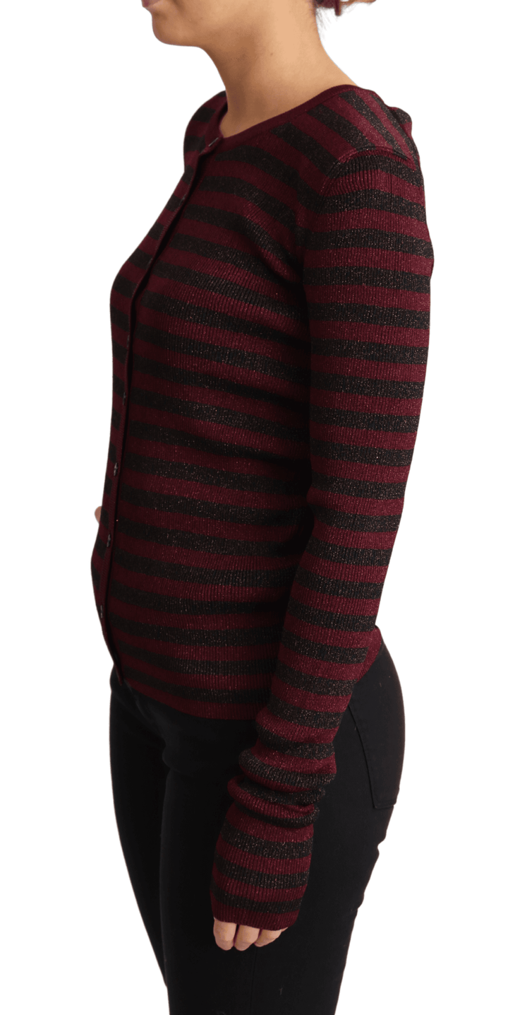 Dolce & Gabbana Black Red Striped Viscose Cardigan Sweater #women, Black, Dolce & Gabbana, feed-agegroup-adult, feed-color-Black, feed-gender-female, IT38|XS, IT42|M, Sweaters - Women - Clothing, Women - New Arrivals at SEYMAYKA