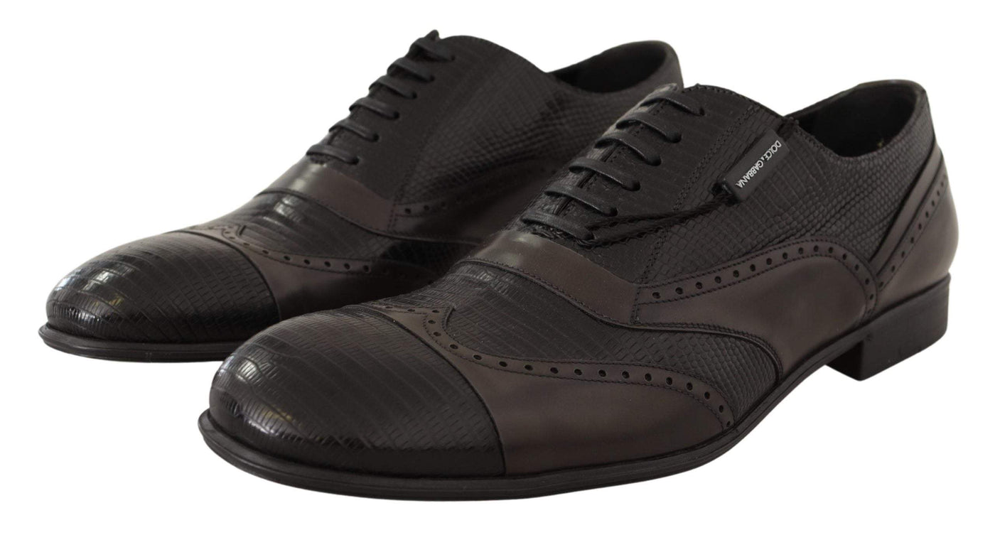 Dolce & Gabbana Brown Lizard Skin Leather Oxford Dress Shoes #men, Brown, Dolce & Gabbana, EU44/US11, feed-agegroup-adult, feed-color-Brown, feed-gender-male, Formal - Men - Shoes at SEYMAYKA