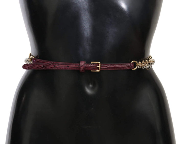 Dolce & Gabbana Purple Leather Gold Chain Crystal Waist Belt #women, 90 cm / 36 Inches, Accessories - New Arrivals, Belts - Women - Accessories, Brand_Dolce & Gabbana, Dolce & Gabbana, feed-agegroup-adult, feed-color-purple, feed-gender-female, feed-size- 36 Inches, Gender_Women, Purple at SEYMAYKA
