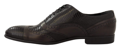 Dolce & Gabbana Brown Lizard Skin Leather Oxford Dress Shoes #men, Brown, Dolce & Gabbana, EU44/US11, feed-agegroup-adult, feed-color-Brown, feed-gender-male, Formal - Men - Shoes at SEYMAYKA