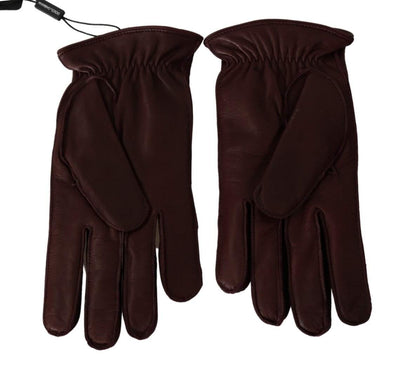 Dolce & Gabbana  Maroon Wrist Length Mitten Leather Gloves #women, 10 | XL, 10.5 | XXL, 11 | 3XL, Accessories - New Arrivals, Bordeaux, Brand_Dolce & Gabbana, Catch, Dolce & Gabbana, feed-agegroup-adult, feed-color-bordeaux, feed-gender-female, feed-size-10 | XL, feed-size-10.5 | XXL, feed-size-11 | 3XL, Gender_Women, Gloves - Women - Accessories, Kogan at SEYMAYKA