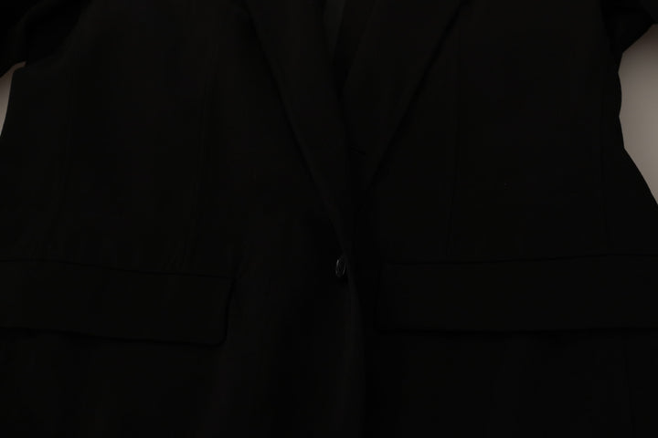 Dolce & Gabbana Black Wool Single Breasted Coat Blazer