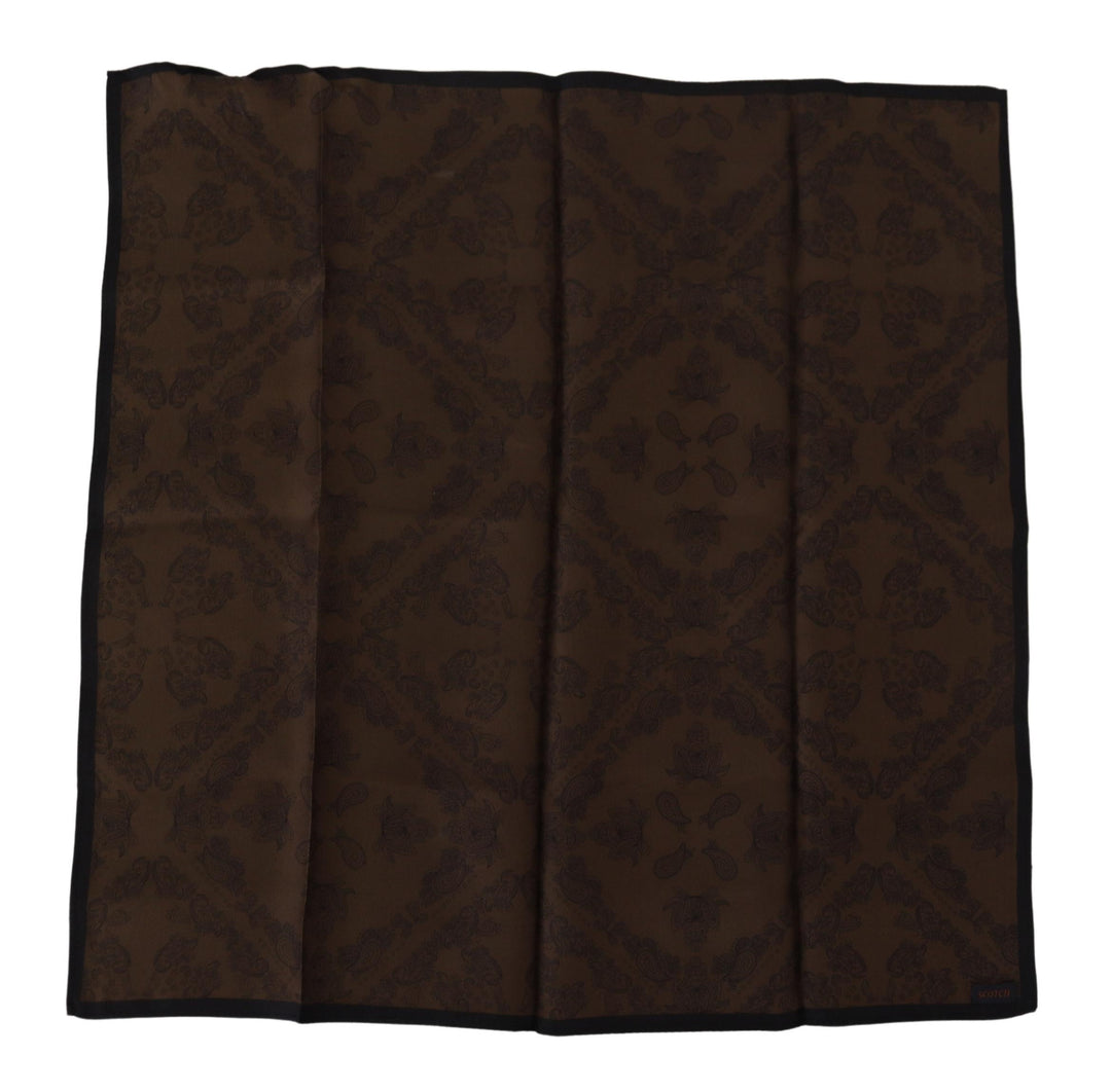 Scotch & Soda Brown Patterned Wrap Square Handkerchief Scarf