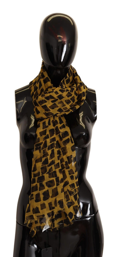 Dolce & Gabbana Yellow Patterned 100% Silk Wrap Shawl Scarf