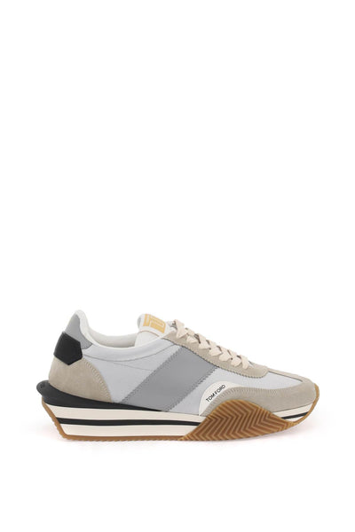 Tom ford james sneakers in lycra and suede leather-0