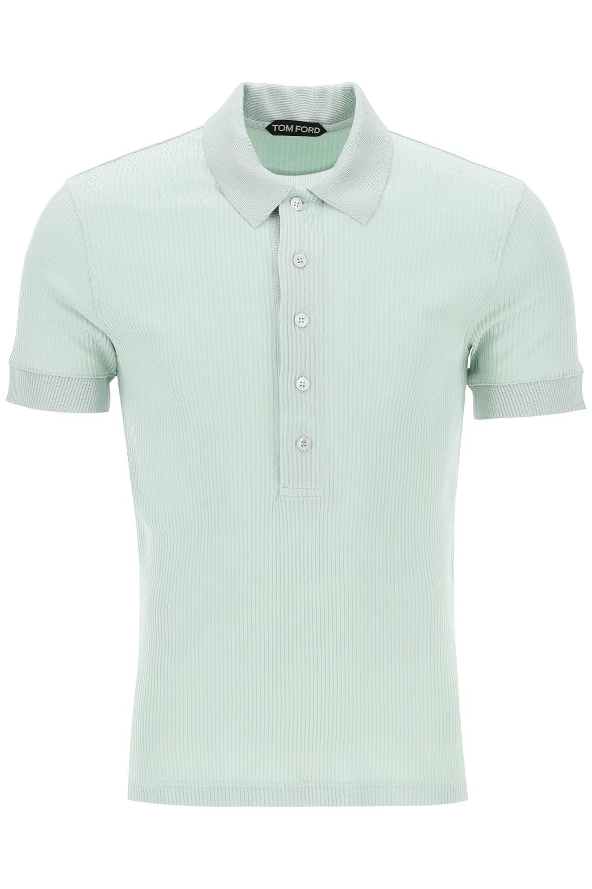 Tom ford "ribbed knit polo with shiny-0