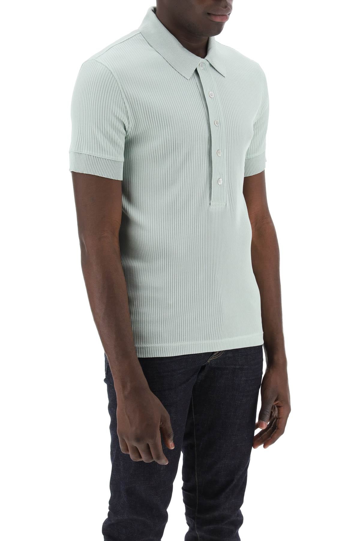 Tom ford "ribbed knit polo with shiny-1