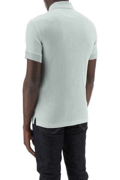 Tom ford "ribbed knit polo with shiny-2