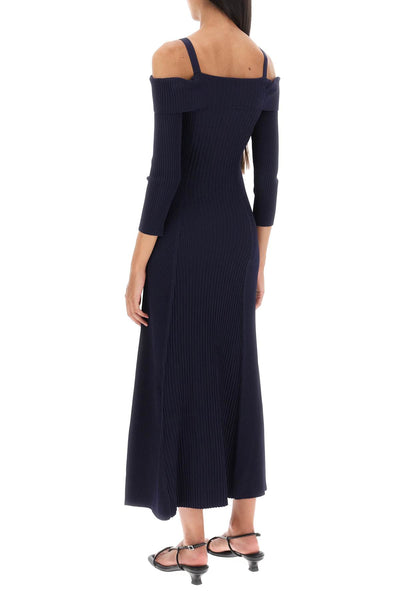 Ganni long knitted off-the-shoulder dress-2