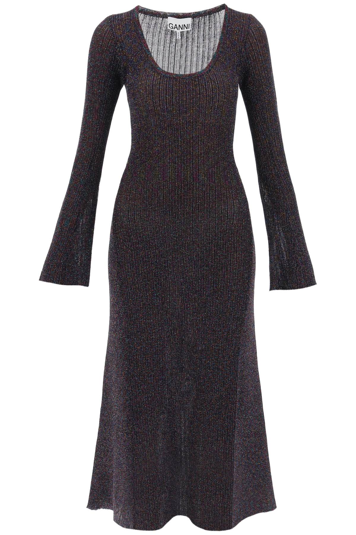 Ganni lurex-knit midi dress-0