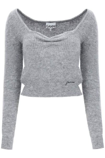 Ganni sweater with sweetheart neckline-0