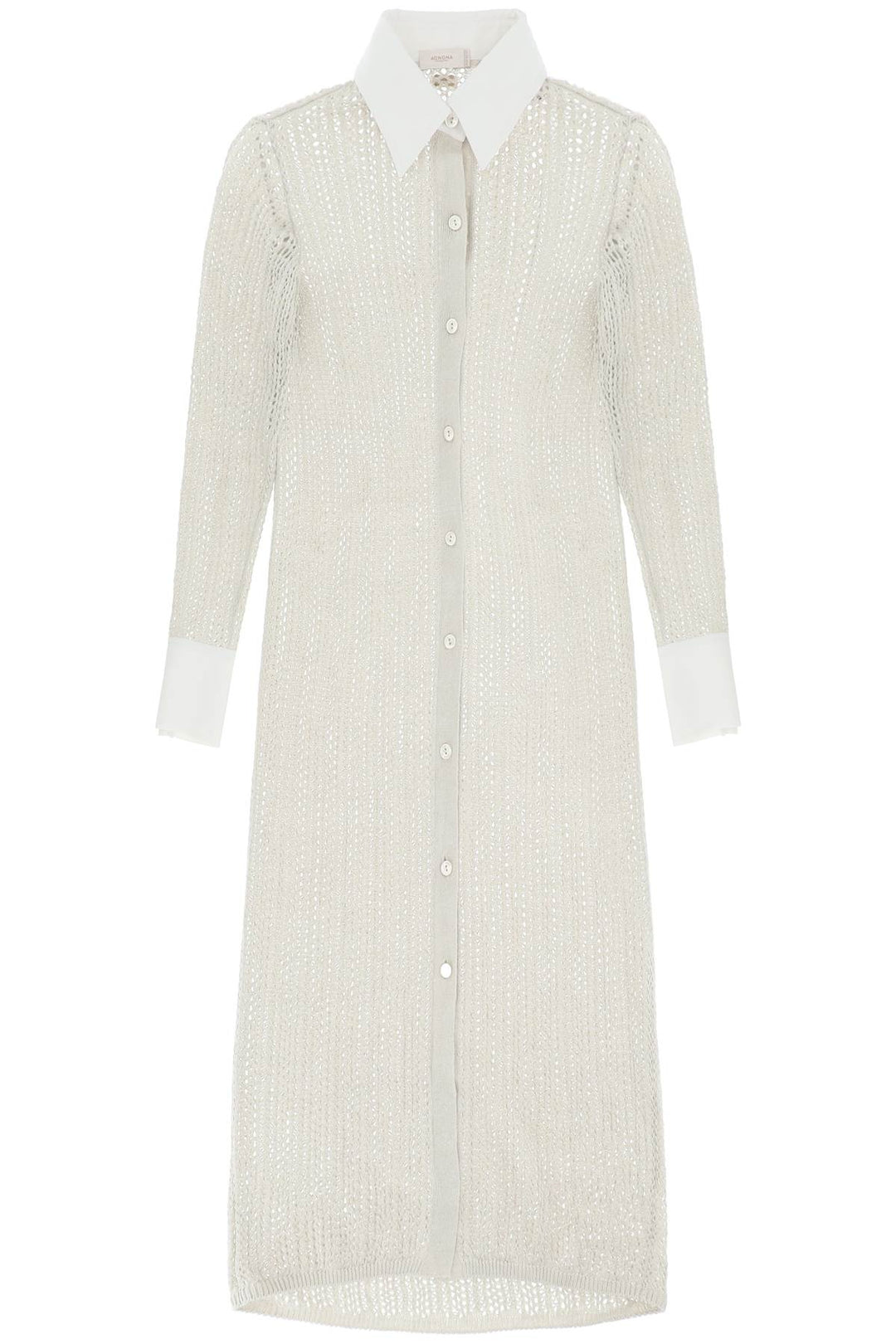 Agnona linen, cashmere and silk knit shirt dress-0
