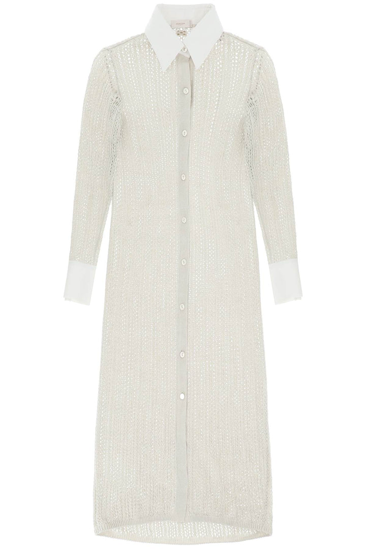 Agnona linen, cashmere and silk knit shirt dress-0
