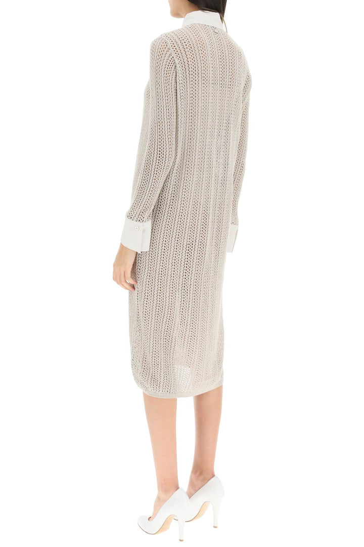 Agnona linen, cashmere and silk knit shirt dress-2