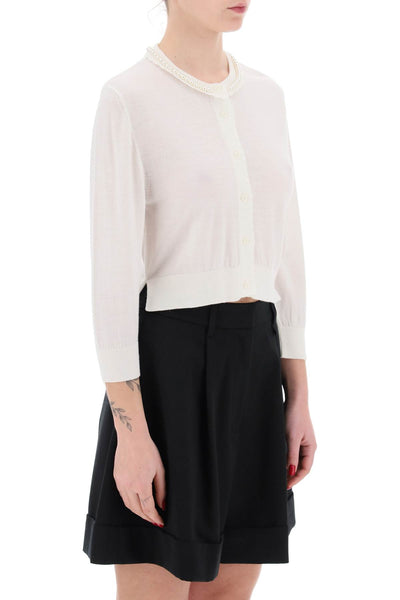 Simone rocha cropped cardigan with pearls-1