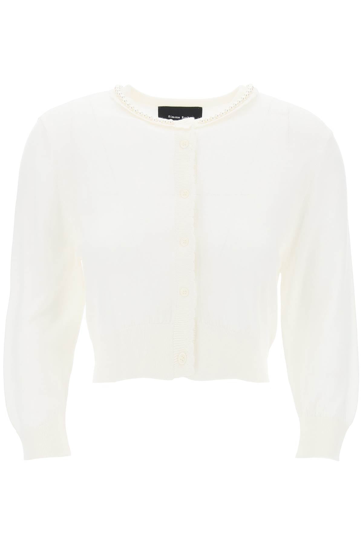 Simone rocha cropped cardigan with pearls-0