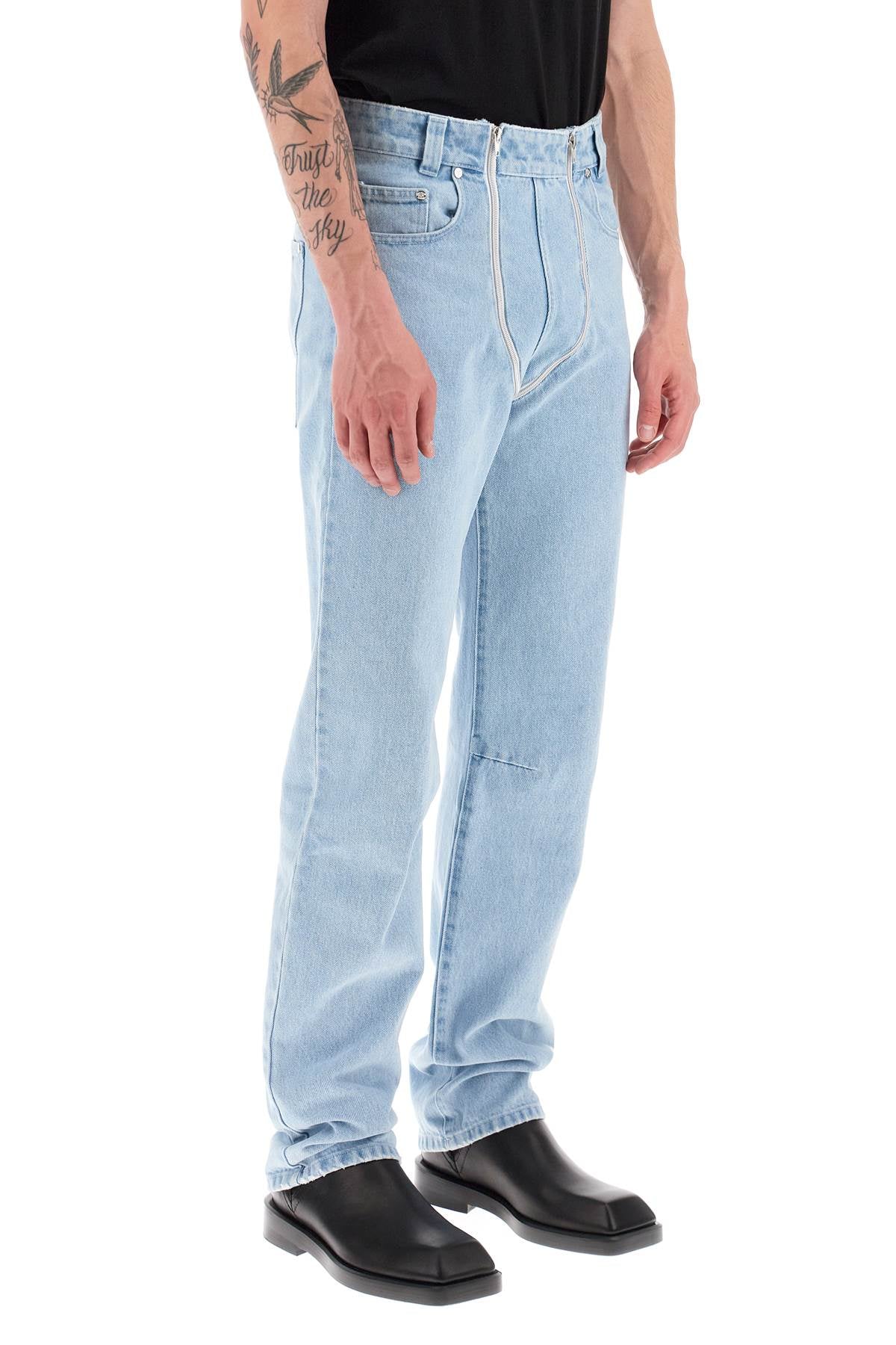 Gmbh straight leg jeans with double zipper-1