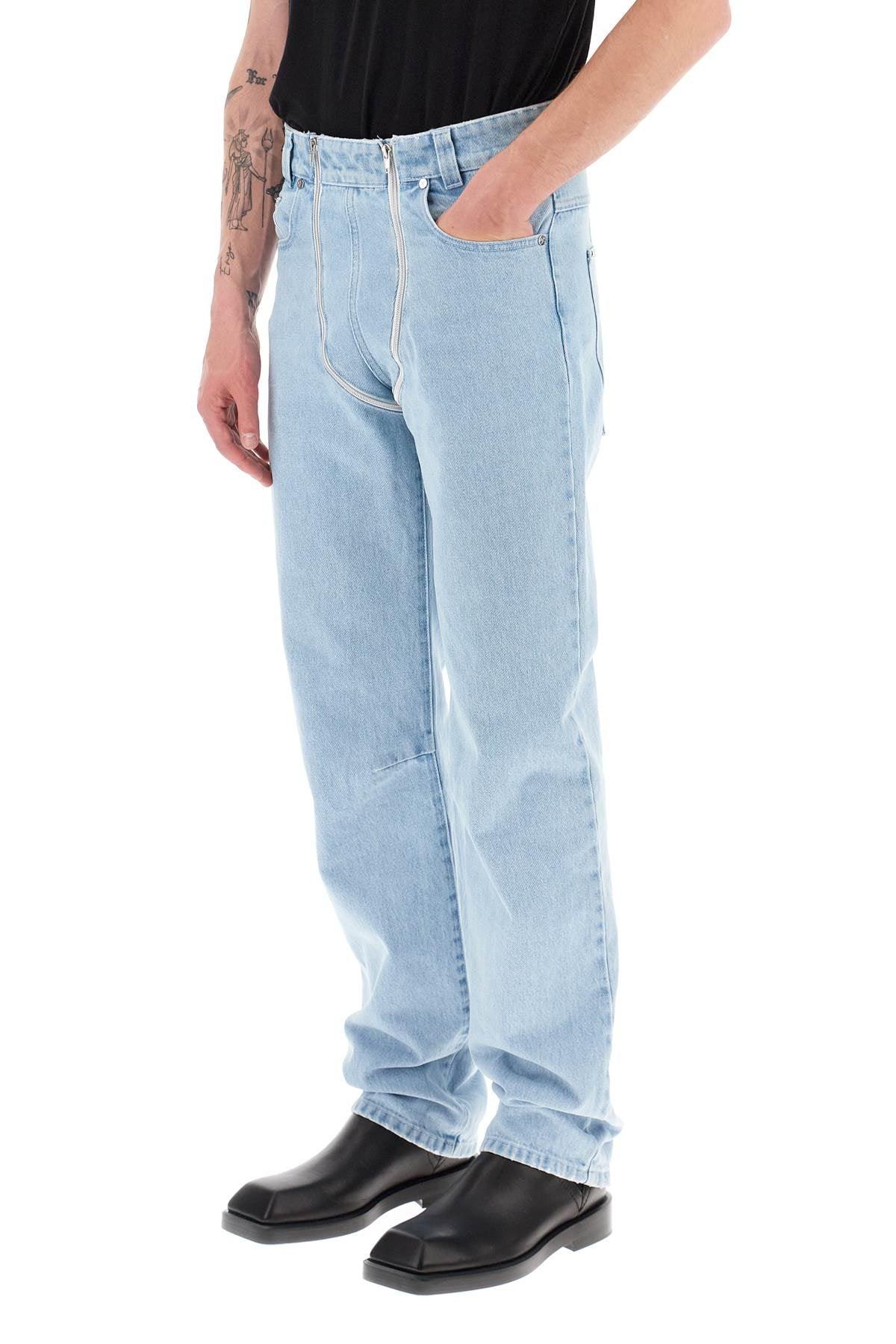 Gmbh straight leg jeans with double zipper-3