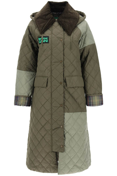Barbour x ganni burghley quilted trench coat-0