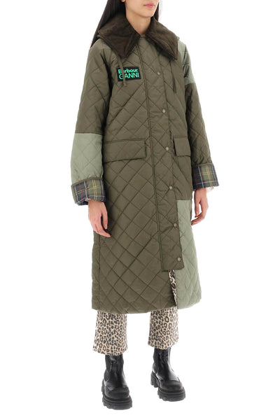 Barbour x ganni burghley quilted trench coat-1