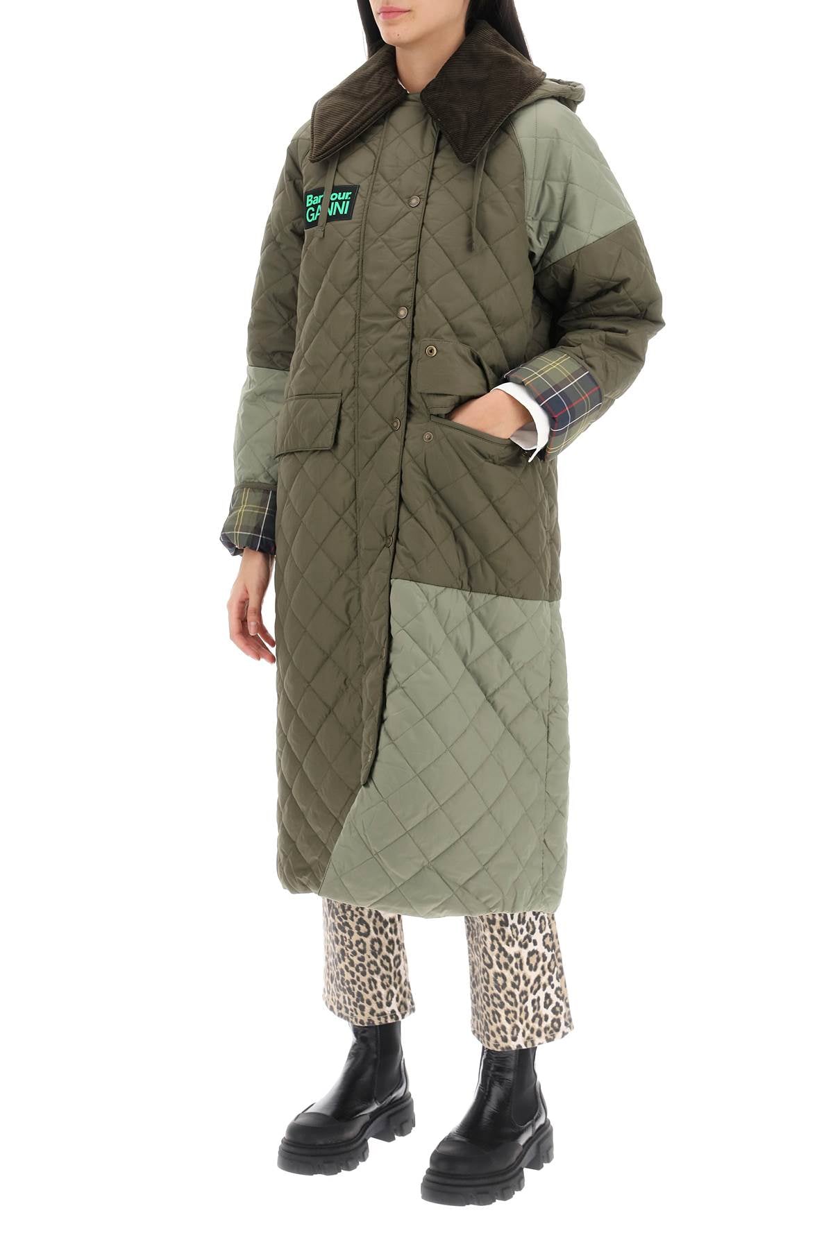 Barbour x ganni burghley quilted trench coat-3