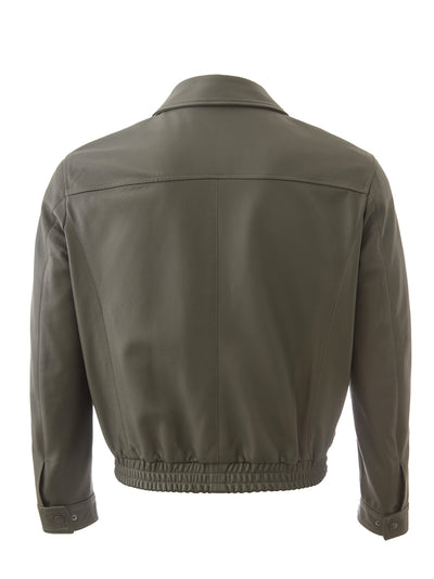 Lardini Green Leather Jacket with Maxi Pockets