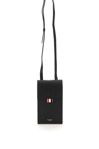 Thom browne pebble grain leather phone holder with strap-0