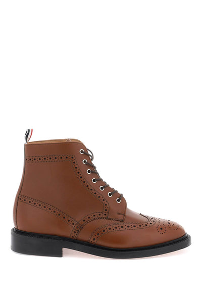 Thom browne wingtip ankle boots with brogue details-0
