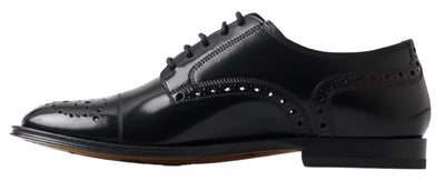 Dolce & Gabbana Black Leather Oxford Wingtip Formal Derby Shoes