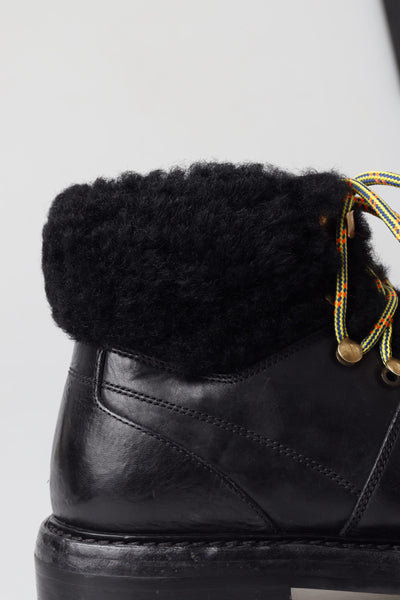 Dolce & gabbana Black Leather Bernini Shearling Boots Shoes
