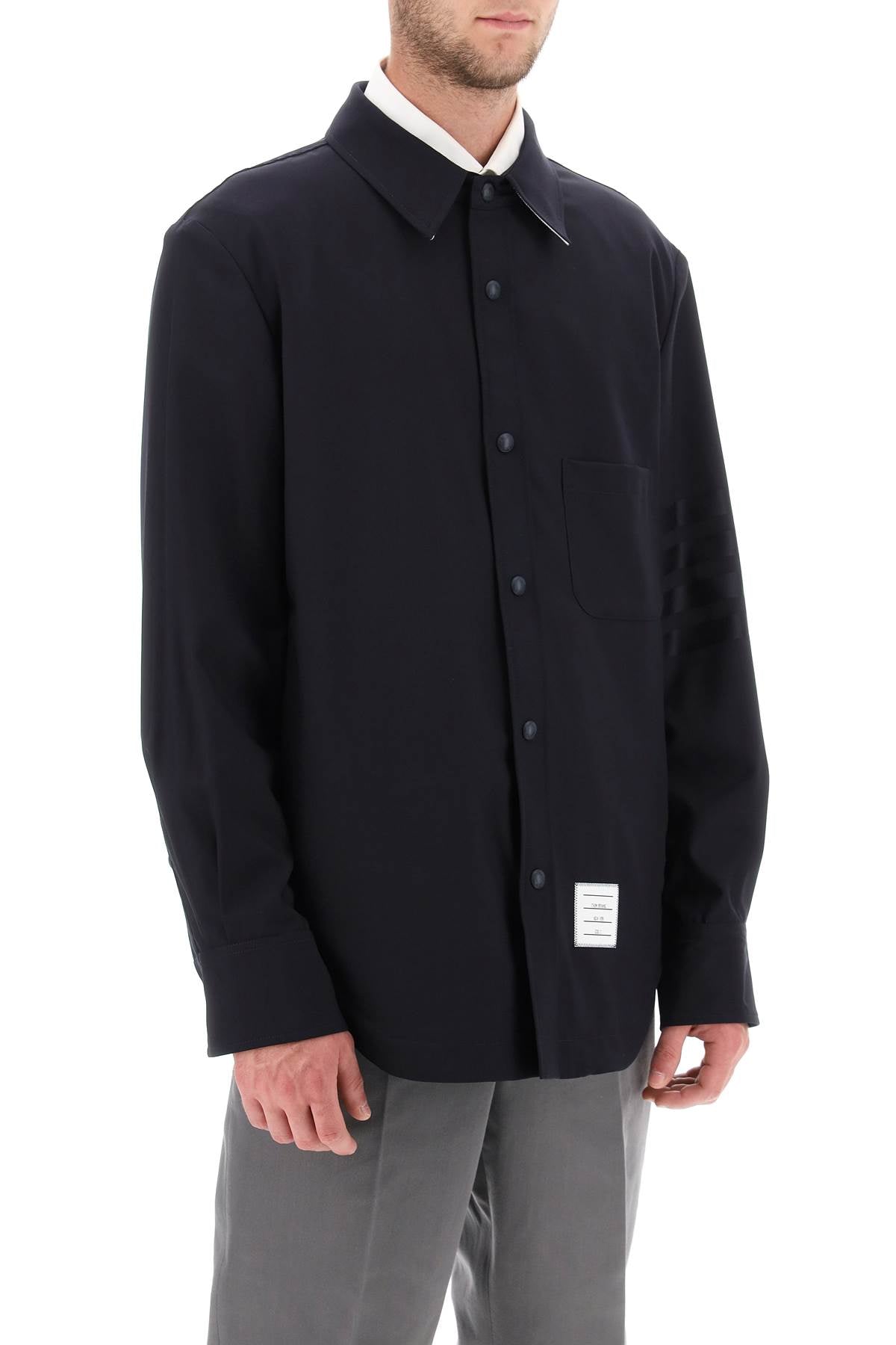 Thom browne 4-bar shirt in light wool-1