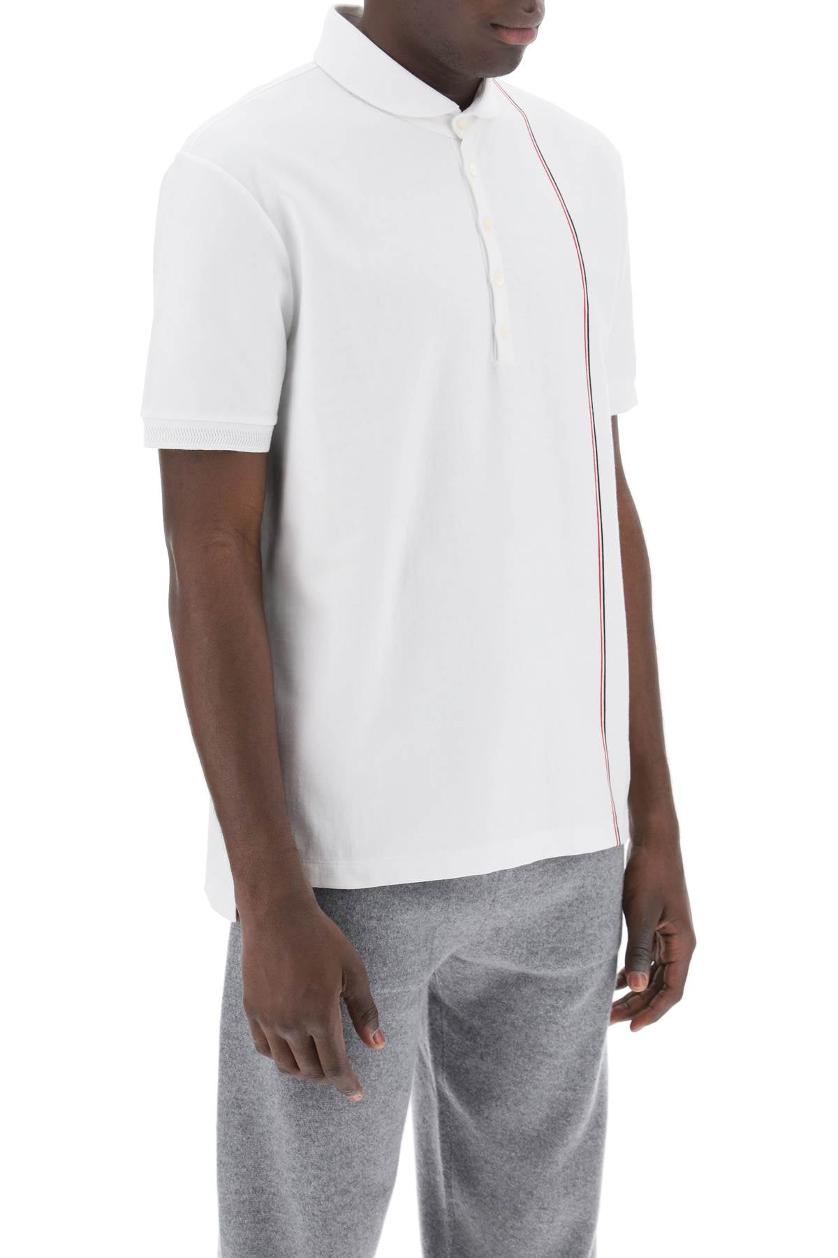 Thom browne polo shirt with tricolor intarsia-1