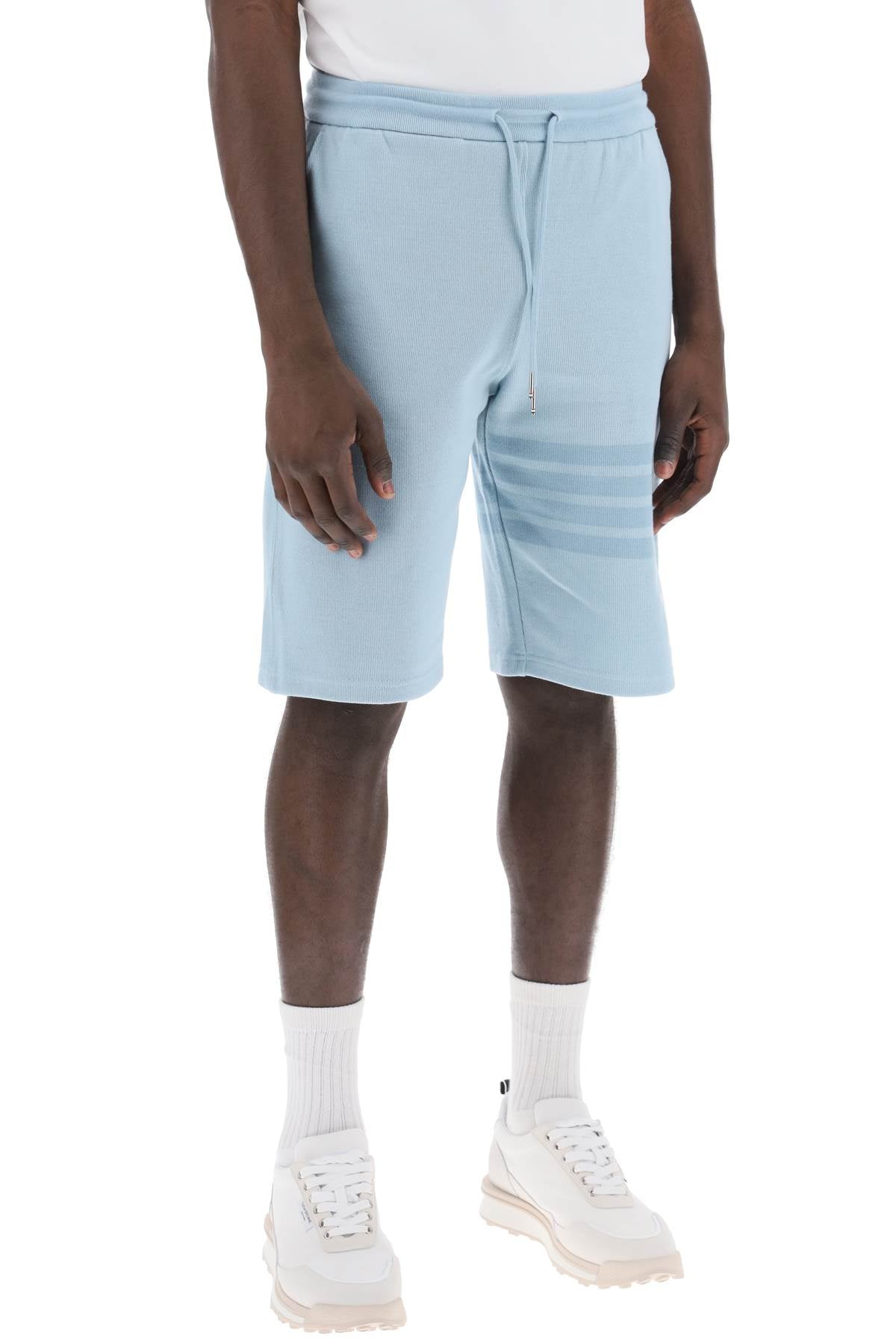 Thom browne 4-bar shorts in cotton knit-1