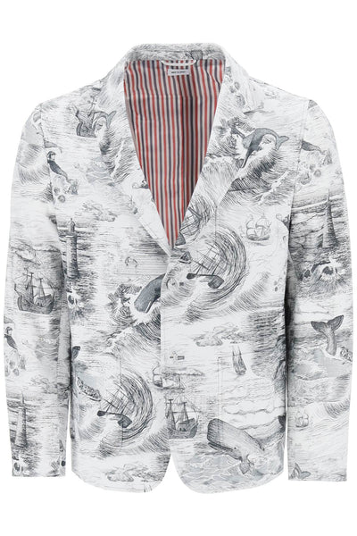 Thom browne deconstructed single-breasted jacket with nautical toile motif-0