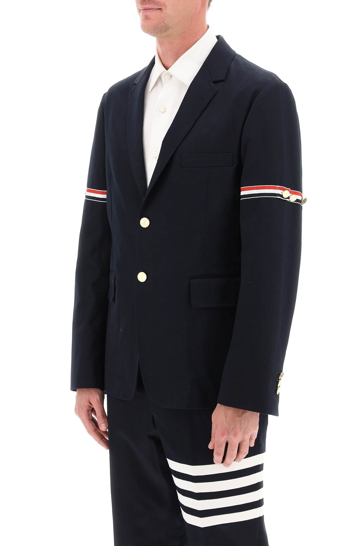 Thom browne deconstructed jacket with tricolor bands-3