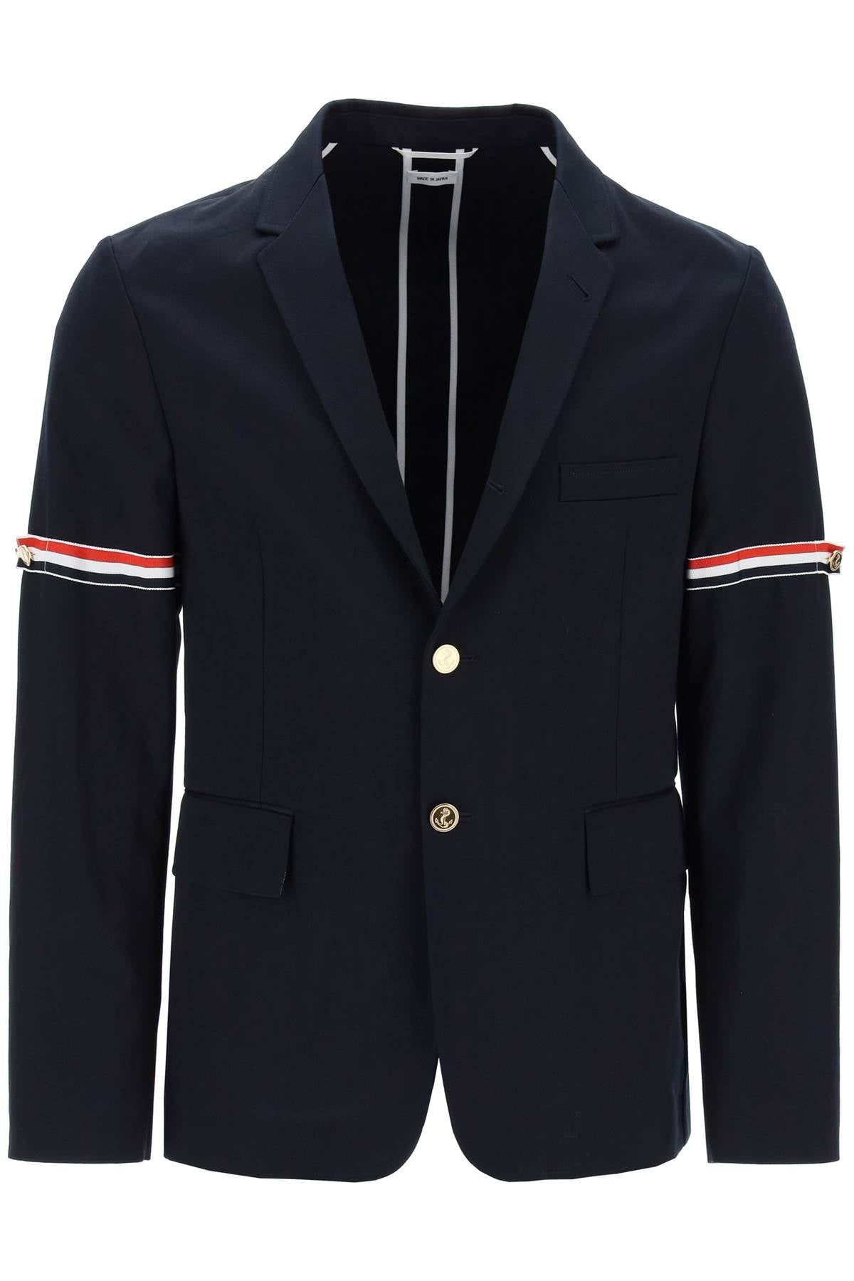 Thom browne deconstructed jacket with tricolor bands-0