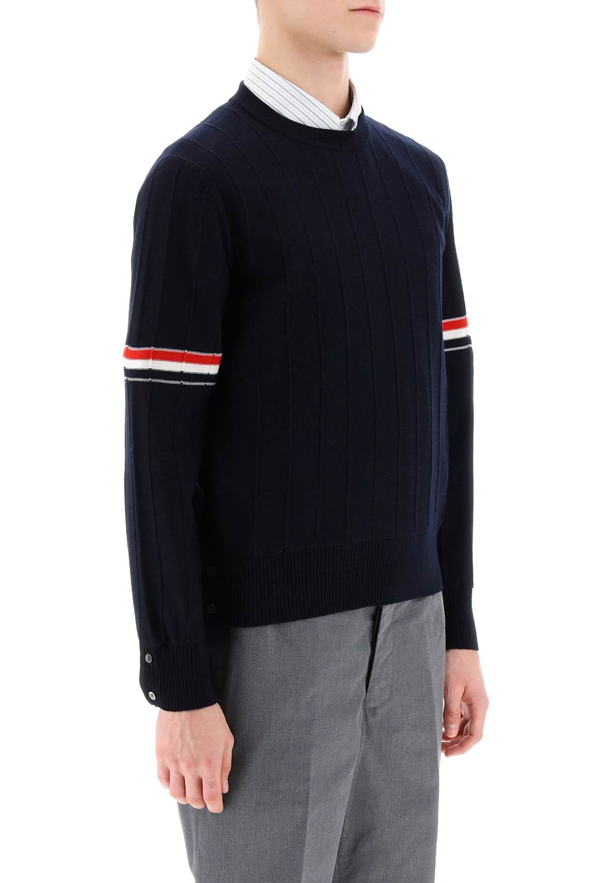Thom browne crew-neck sweater with tricolor intarsia-1