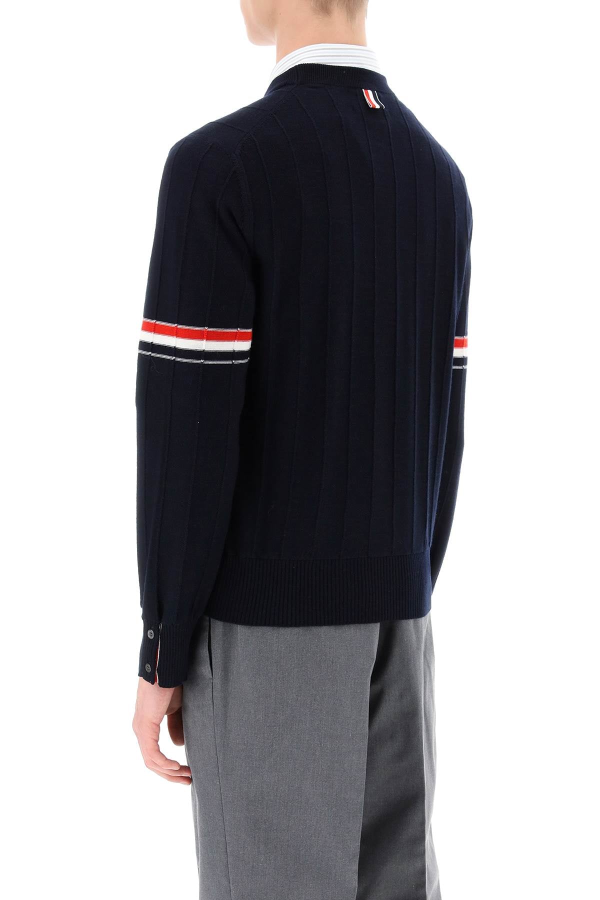 Thom browne crew-neck sweater with tricolor intarsia-2