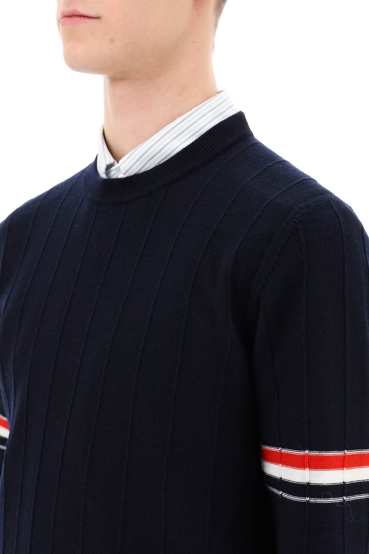 Thom browne crew-neck sweater with tricolor intarsia-3