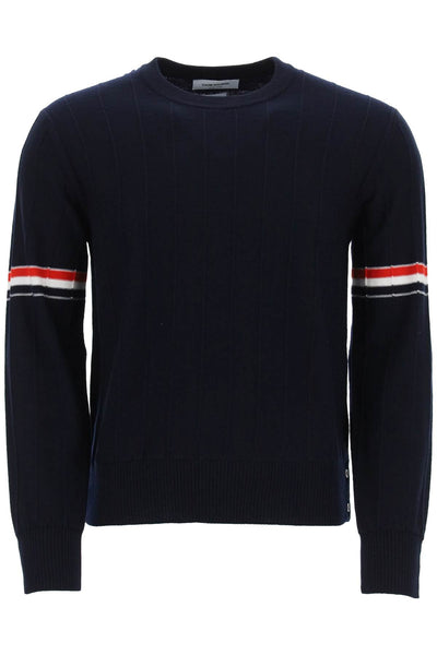 Thom browne crew-neck sweater with tricolor intarsia-0