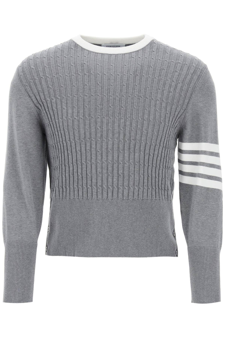 Thom browne placed baby cable 4-bar cotton sweater-0