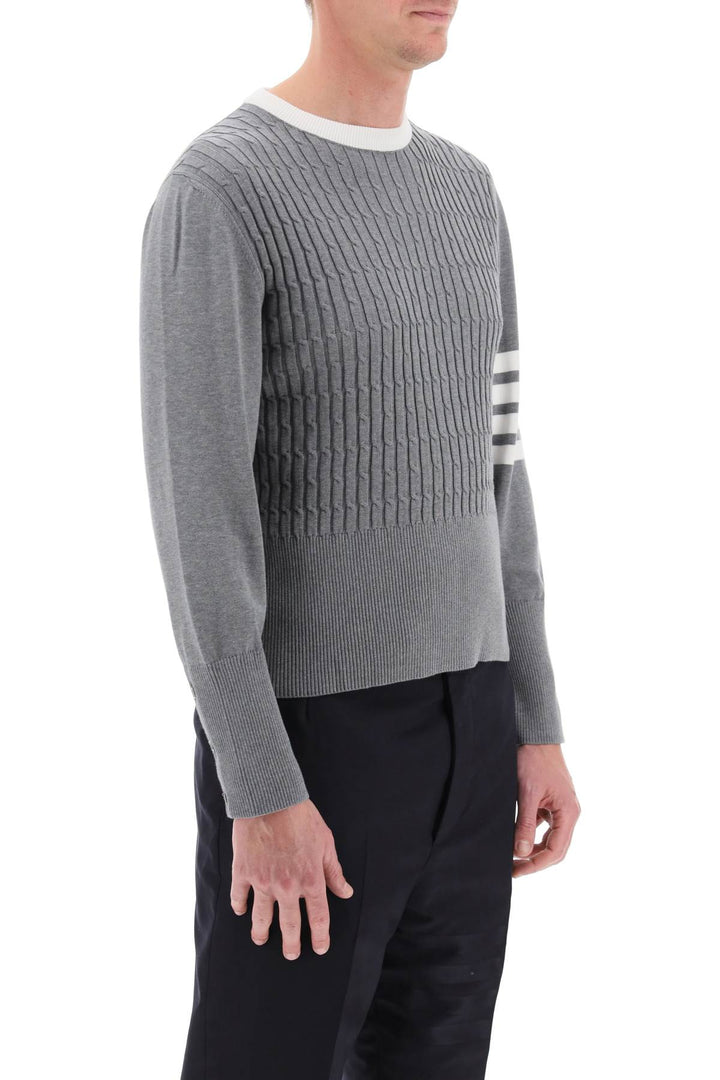 Thom browne placed baby cable 4-bar cotton sweater-1
