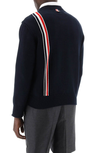 Thom browne cotton pullover with rwb stripe-2
