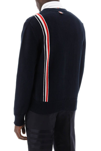 Thom browne cotton cardigan with red, white-2