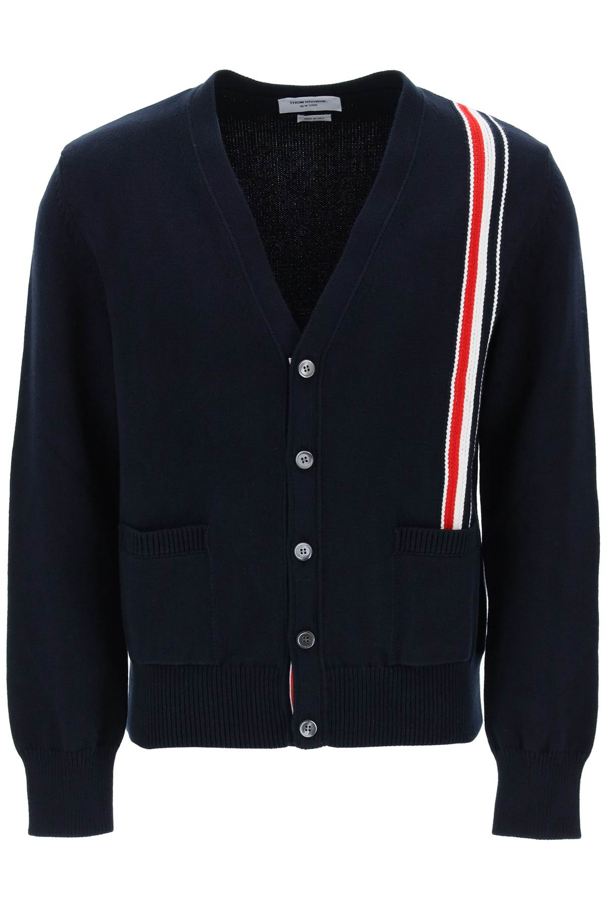 Thom browne cotton cardigan with red, white-0
