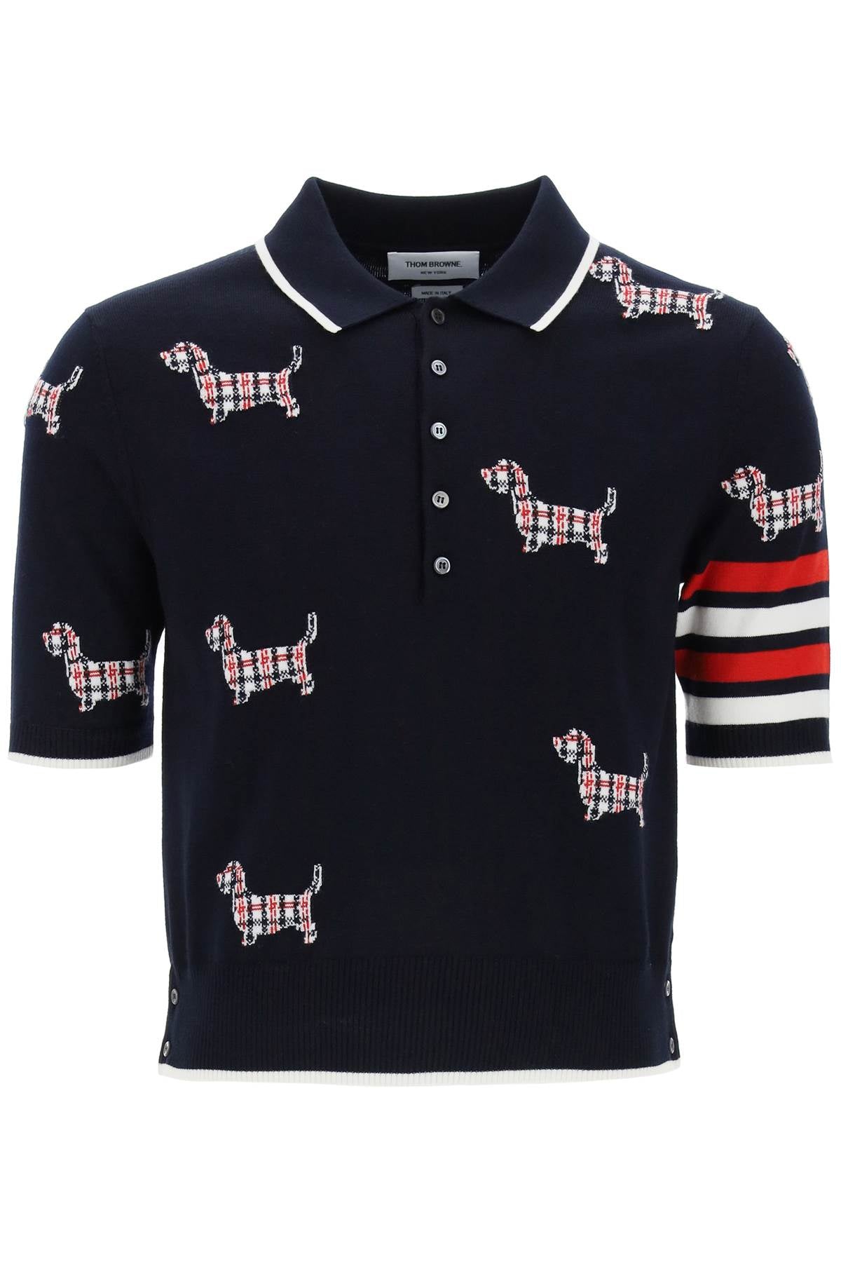 Thom browne hector knitted polo shirt-0