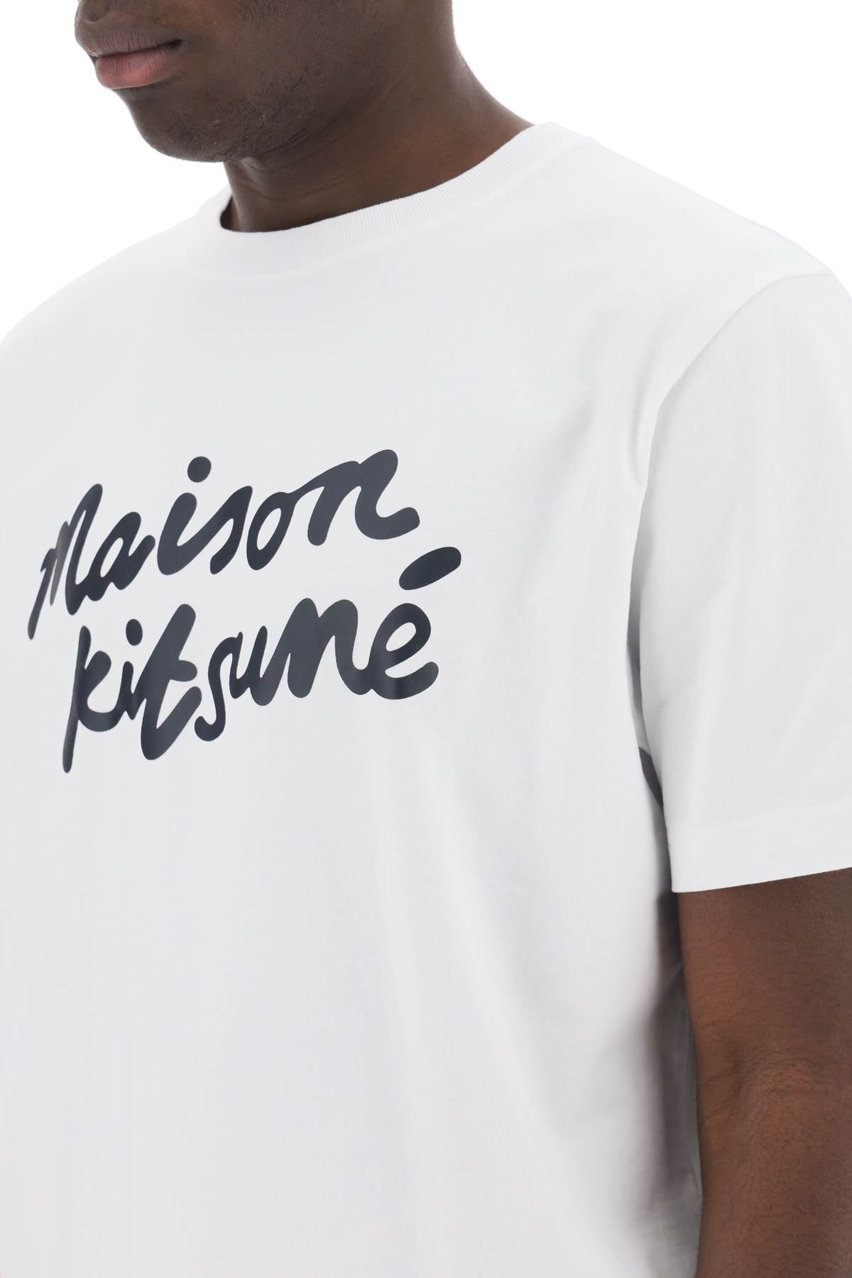 Maison kitsune t-shirt with logo in handwriting-3