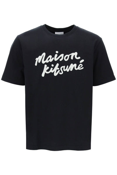 Maison kitsune t-shirt with logo in handwriting-0