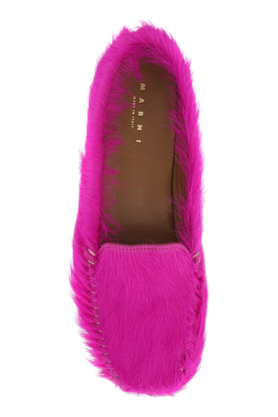 Marni long-haired leather moccasins in-1